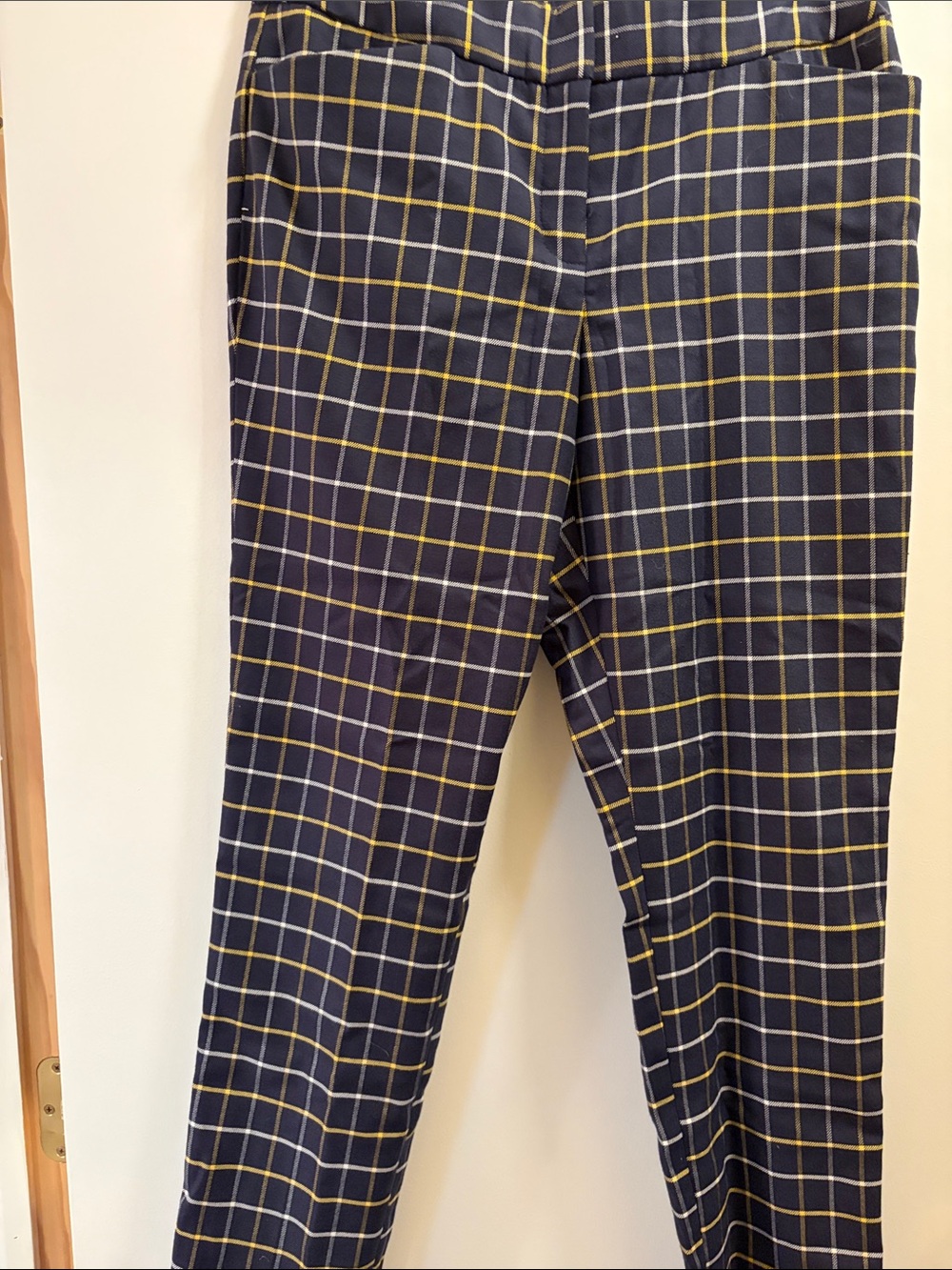 Tommy Hilfiger Navy Plaid Pants with Yellow Windowpane